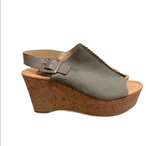 Marc Fisher Sinthya Leather Open Toe Wedges, 9.5